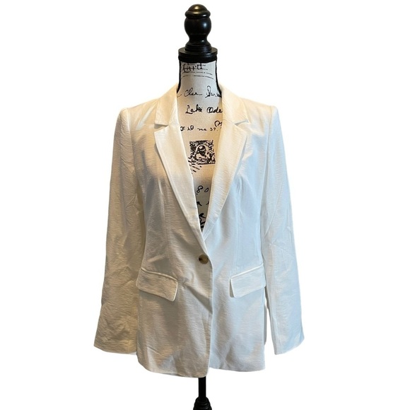 LOFT Ann Taylor Suit Jacket Blazer White Size 6 NWT Texture crinkle Office - Picture 1 of 10